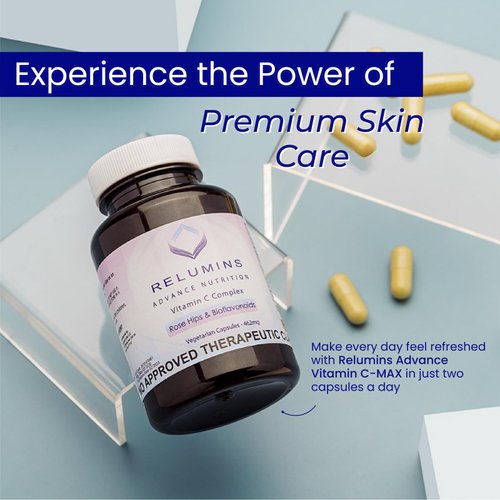 Relumins Advanced Vitamin C Supplement with Rose HIPS – 1000mg of Vitamin C, Immune Support & Collagen Production, 180 Capsules (90-Day Supply)