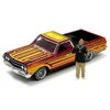 1965 Chevy El Camino Lowrider Red Metallic with Orange Graphics and Red Interior and Diecast Figure Limited Edition to 3600 Pieces Worldwide 1/64 Diecast Model Car by Johnny Lightning JLCP7460