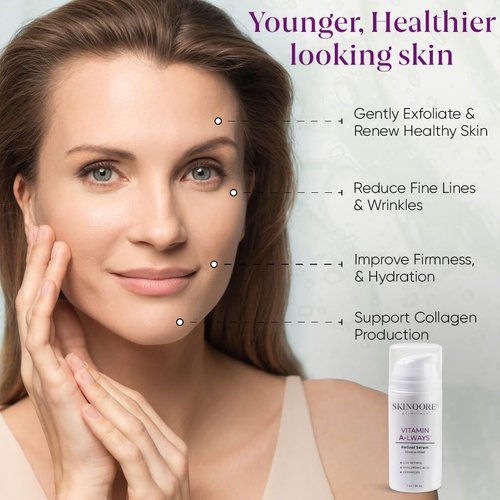 Skinqore Clinicals Retinol Serum | Anti Aging Hyaluronic Acid and Ceramides | Face Moisturizer Brightening Firming | Gentle Exfoliation with Soothing Aloe Vera | USA Made Natural Skincare - 1 Oz