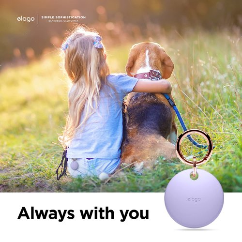 elago Basic Case Keychain Compatible with AirTag - Keys, Backpacks, Purses, Golf Rangefinders, Slim and Simple Design, Scratch-Free,Premium Silicone, Safe for Kids and Pets [Lavender]- 1PC