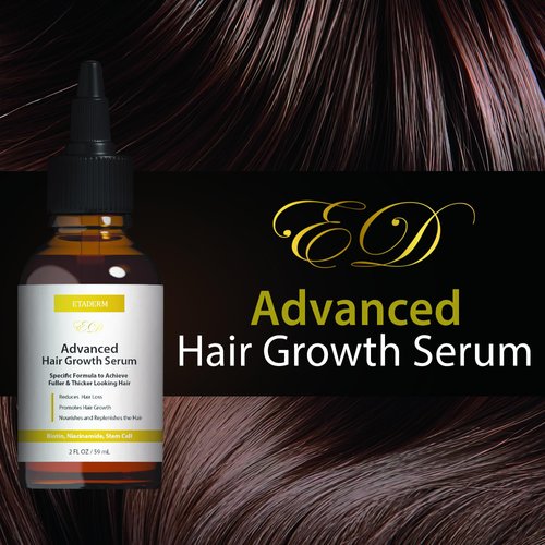 ETADERM Advanced Hair Growth Serum - Hair Growth Oil with Aloe Vera Biotin, Caffeine & Keratin - Hair Oils Stimulates Growth, Moisturizes & Conditions Scalp - Hair Serum for Thicker Fuller Hair 60ml