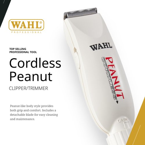 Wahl Professional - Peanut Cordless - Professional Beard Trimmer and Hair Clipper Kit - Adjustable Hair Cutting Tool with 4 Guide Combs - White