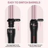 3 in 1 Curling Iron, Curling Wand Set with 3 Interchangable Ceramic Beach Waves Wands(0.75"-1.25"), Dual Voltage 30s Fast Heating with Heat Resistant Glove & 2 Clip for Long/Short All Hairstyle