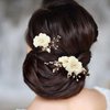 MirthCity 2Pcs Flower Wedding Hair Clip Handmade Bead Flower Bridal Hair Comb Wedding Hair pieces for Brides Flower Girls Hair Accessories for Women and Girls