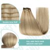 YoungSee Blonde Highlight Clip on Hair Extensions Clip in Human Hair Extensions Dark Ash Blonde Highlights Golden Blonde Clip in Real Hair Extensions Blonde Highlight 16Inch 7Pcs 120G