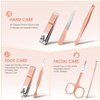 Manicure Pedicure Set Stainless Steel Nail Clippers Personal Nail Clipping Tools Portable Travel Grooming Kit with Snap-shut Case, Rose Gold