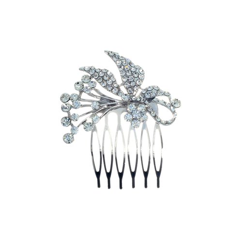 Rosemarie Collections Women's Headpiece Glass Crystal Ribbon Design Hair Comb