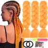 LILYKA SHOW 3 Packs 24 Inch Braiding Hair Extensions for Women Kanekalon Braiding Hair Ombre Jumbo Braiding Hair Extensions High Temperature Synthetic Braiding Hair for Twist Crochet Braids(3 Packs 24",orange)