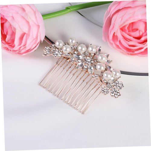 Didiseaon Bridesmaid Hair Accessories Rhinestone Barrettes Bridal Headpiece Bridal Hair Comb Pearl Hair Accessories Bride Hair Comb Women Hair Comb Tiara Women's Hair Dryer Wedding
