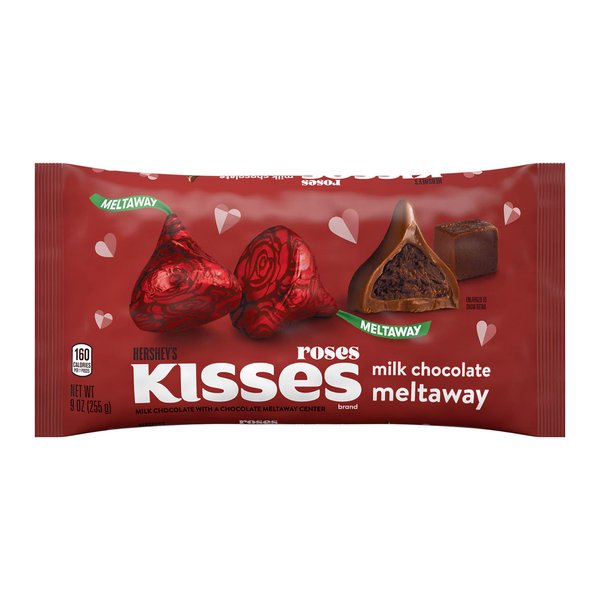 HERSHEY'S KISSES Roses Milk Chocolate Meltaway Candy, Valentine's Day, 9 oz Bag
