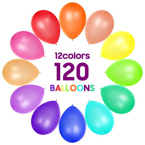 OWill 120pcs Balloons Assorted Color 12 Inches Rainbow Latex Balloons,Color Party Balloons for Birthday Baby Shower Wedding Party Supplies Arch Garland Decoration