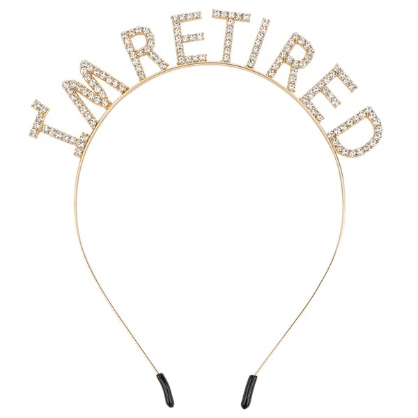 Aprince Retirement Party Decorations Gold Retirement Headband for Women Retirement Crown Tiara Retired Party Supplies Hair Accessories for Women