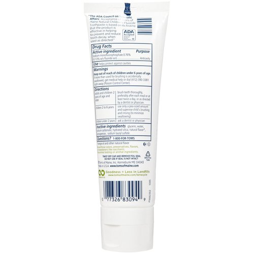 Tom's of Maine Natural Children's Fluoride Toothpaste, Outrageous Orange Mango, 4.2 Ounce