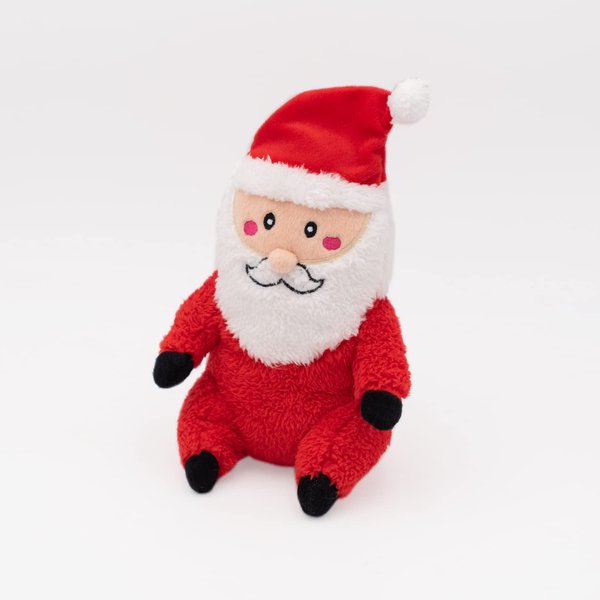 ZippyPaws Cheeky Chumz Christmas Dog Toy - Plush Squeaky Holiday Dog Gifts for Small & Medium Puppy Dogs, Interactive Hide & Seek Stocking Stuffers for Pets - Santa