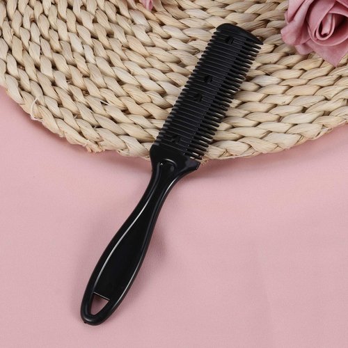 3pcs Hair Cutter Comb Double Side Haircut Scissors Metal Blade Razor Plastic Hair Comb Cutter Trimmer with Stainless Steel Blade Hair Shaper Razor for Both Long and Short Hair (Black)