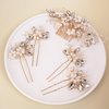 Wedding Hair Accessories for Brides, Beusoulover Bridal Hair Accessories, 5 Pieces (Pearl Hair Comb + 4pcs Silver Hair Pins) for Women and Girls, Brides, Bridesmaids