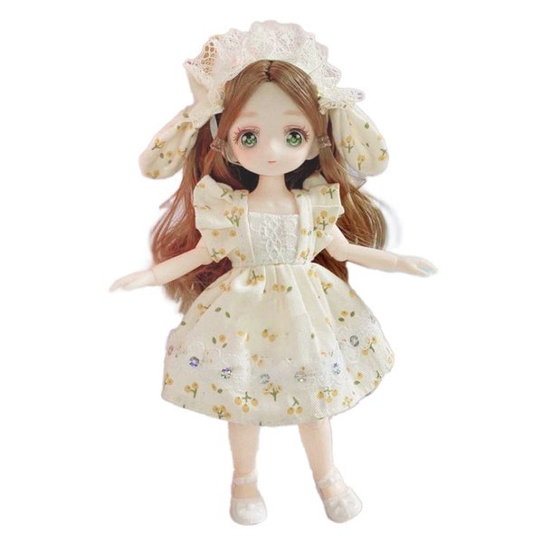bositigo Anime BJD Doll 1/7 SD Dolls 9 Inch 18 Ball Jointed Doll DIY Toys with Clothes Outfit Shoes Non-Adjustable Hair Makeup,Best Gift for Girls Kids Children -Rita
