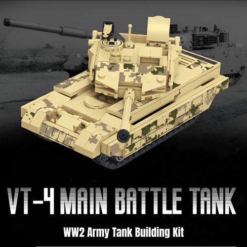 WULOBOOI WW2 Army VT-4 Tank Toys Building Blocks Set, Adult Collectible Tanks Model to Display, 372 Pieces Educational Construction Toys Gifts for Military Fans Boys Kids 8 9 10+