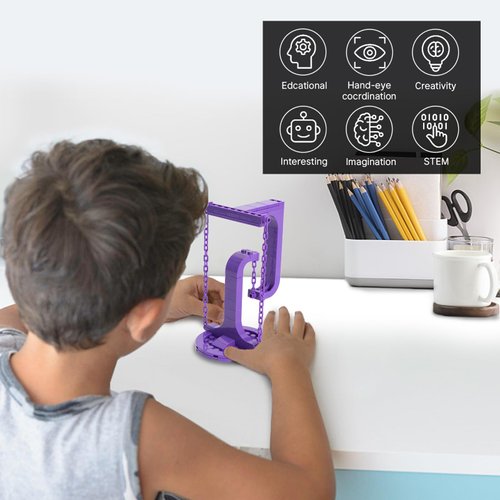 WINNER SPACE Tensegrity Sculpture Creative Building Sets, MOC Tensegrity Table Balancing Model, Physics Toy, Halloween Decor Christmas Easter Gifts for Boys Girls, Purple (66 PCS