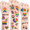 GeRRiT 10 Sheets LGBT Rainbow Temporary Tattoos Pride Day Body Art Stickers Rainbow Heart Shape Tattoos for Pride Day Celebrations Waterproof Tattoos for Pride Festival Decoration