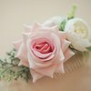 Fangsen Boho Silvery Baby Pink White Rose Floral Comb With Hair Comb Floral Hair Accessories Christmas Festival Headpiece Women Girls Party