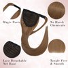 Ponytail Extensions Human Hair Long Straight Ponytail Hair Extensions with Magic Paste Wrap Around Clip in Ponytail Extensions Real Human Hair,20inch #6 Light Brown,95g