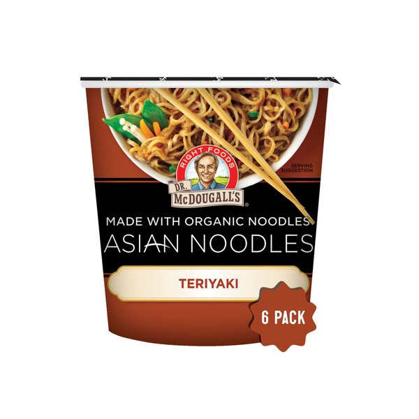 Dr. McDougall's Teriyaki Noodle - Organic Asian Noodles - Vegan Ramen Noodles - Instant Ramen Noodle Cups - Vegetarian Ramen - 1.9 Ounces - Pack of 6