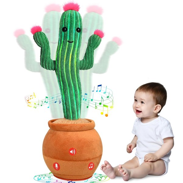 HAGIYEMI Cactus Baby Toy, Singing, Talking, Mimicking, Repeat What You Say, Cactus Plush Toy for 3 4 5 6 7 8 9 Year Old Toddlers Kids Babies, Music Interactive Toys Gag Gifts for Boys and Girls