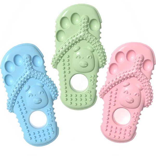 ROMIRUS Pet Dog Chew Toys Slippers Teething Toys for Small Dogs, 3 Pack Durable Rubber Shoe Slippers for Teeth Cleaning and Protecting Oral Health