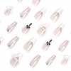 BABALAL Coffin Press on Nails Long Fake Nails White French Glue on Nails 3d Cross Pearl Heart Acrylic Nails 24Pcs Ballerina Y2k Manicure Artificial False Nails for Women and Girls