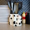 Sixdrop Cow Utensil Holder | Kitchen Crock Storage | Cow Print Stuff Accessories Decoration | Cute Cow Gifts For Women | La Vaca Animal Cow Decor | Countertop Cow Stuff Vase