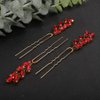 Rumtock 3pcs Vintage Red Crystal Beads Gold Hair Pins for Women Girls Wedding Bridal Vintage Hair Styling Jewelry (Red)