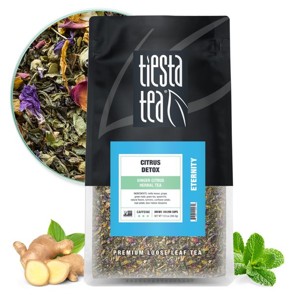 Tiesta Tea - Ginger Citrus Herbal Tea | Premium Loose Leaf Tea Blend | High Caffeinated Tea | Make Hot or Iced Tea & Brews Up to 200 Cups | Made w/ Natural Ingredients - 12oz Resealable Bulk Pouch