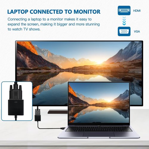 DEARCOOL New HDMI to VGA Adapter Compact and Portable Great Signal Conversion for Projectors and HDTVs Ideal for On-The-Go Use Lightweight Easy to Carry Advanced IC Chip for Optimal Performance