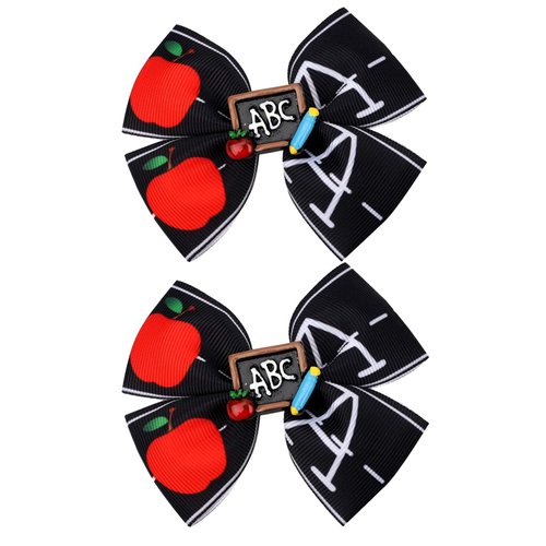 Girl School Hair Bow Back to School Hair Clip Hair Pin School Hair Accessories 2 Pack TSFJ55 (Black)