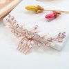 Gorais Bride Wedding Hair Comb Rose Gold Crystal Bridal Hair Pieces Opal Hair Accessories for Women and Girls (Rose gold)