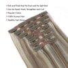 Lovrio 9A Grade 120g 16 inch Clip in Human Hair Extensions, Piano Color Ash Brown/Light Chestnut Brown Fading to Platinum Ash Blonde P8/60, Double Weft Remy Hair Make Full Head 7 pieces 18 clips