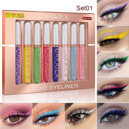 8 Pcs Colored Liquid Eyeliner Colorful Set Delineadores De Colores Para Ojos Delineador White Blue Purple Eyeliner Liquid For Party Festival Waterproof Long Lasting Quick Dry Eyes Makeup Kit