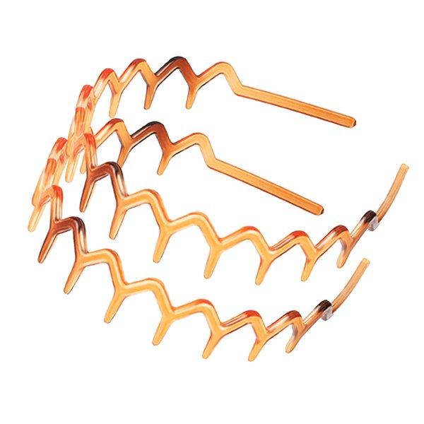 2Pcs Zig Zag Headbands Comfortable Brown Teeth Hairband Elastic Plastic Wide Tooth Headband Comb Simple Non-slip Wave Shape Hair Hoop for Women Men Teen Girls Thick Thin Curl Accessories
