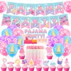 Pajama Theme Party Pajama Slumber Party Decorations Sleepover Party Decorations Includes Pajama Theme Banner Cake Topper Cupcake Toppers Balloons for Girls Spa Party Supplies