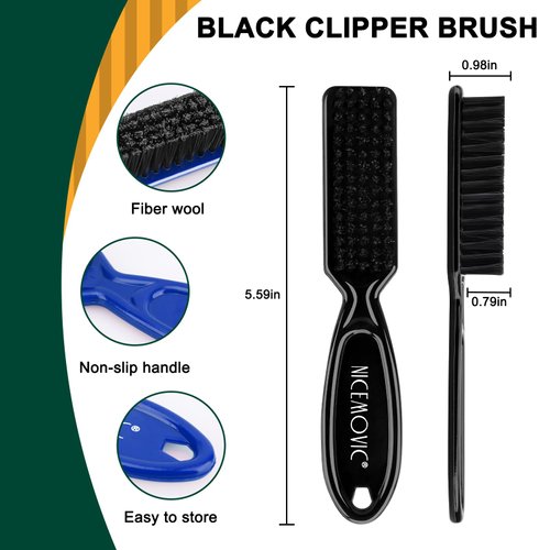 NICEMOVIC 10 Pcs Barber Clipper Cleaning Brush, Barber Accessories Cleaning Supplies, Blade Trimmer Cleaning Mini Brush Bulk Set Duster Manicure Nylon Brush Hair Styling Brush Tool (Black&Blue)