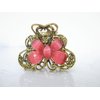 Medium butterfly flower jeweled antique bronze hair claw clip (Primary color: Red)