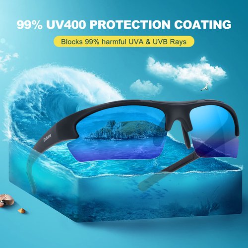 Duduma Polarized Sports Sunglasses for for Men Women Fishing Cycling Running Golf Driving Glasses Tr62 Superlight Frame (black matte frame with blue lens)