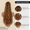 quesdom Claw Clip Wavy Ponytail Extension, 22 Inch Long Curly Wavy Ponytails Heat Resistant Synthetic Hairpiece, Natural Soft Jaw Claw Pony Tails for Black Women (Brown Mixed Blonde)