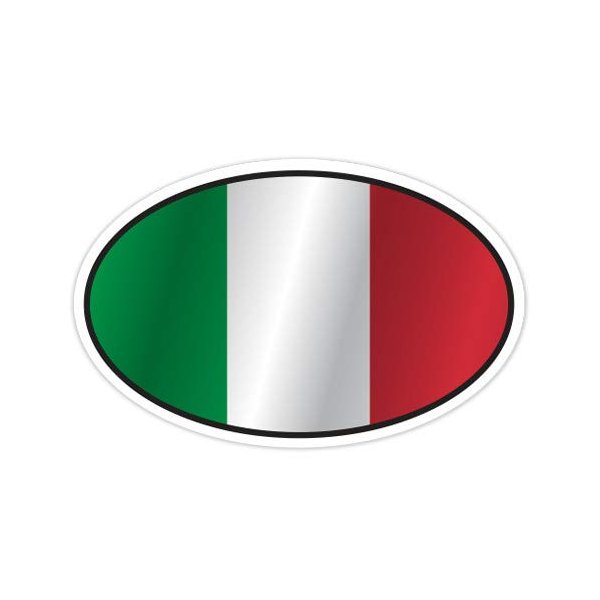 Italy Flag Oval - 7" Vinyl Sticker - for Car Laptop I-Pad - Waterproof Decal