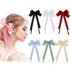 Hair Bows for Women 3 PCS, Upgrade Bows for Girls Ribbon Hair Bows With Long Tail Hair Bow Clips Hair Barrettes for Women Accessories(White,Wine Red,Pink)