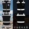 TCCFCCT Safety Vest for Men Women 5 Pockets Reflective Vest with Reinforced Zipper, High Visibility Construction Work Vest with Tabs for Walkie-talkie, Durable to Use, Meets ANSI/ISEA, Black, XXL