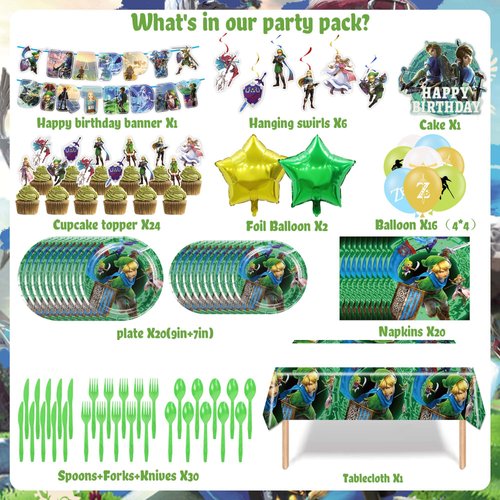 Legend Birthday Party Decorations, Legend Party Supplies Set Include Banner, Hanging Swirls, Tablecloth, Tableware, Balloons, Cake Toppers
