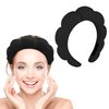 HOYDATE Puffy Spa Headband for Women Padded Soft Hairband Non Slip Sponge Headband Sponge & Terry Towel Hair Band for Face Washing, Makeup Removal, Shower, Skincare,Yoga(Black)