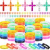 PerKoop 200 Pcs Christian Gifts Include Jesus Loves You Silicone Bracelets and Plastic Cross Necklace for Christian Party Favors